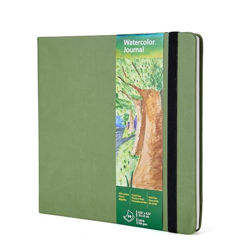 Aquarell-Skizzenbuch für Mixed Media, 300g, 21x21 cm, 25% Baumwoll, 48 Seiten, säurefrei (grün) von tumuarta