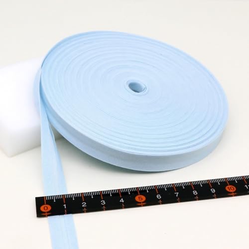 Schrägband Baumwolle 12mm Gefalzt 34 Farben zum nähen Nahtband (Hellblau, 27.5 Metre) von tutu2