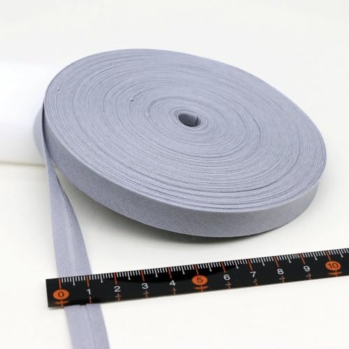Schrägband Baumwolle 12mm Gefalzt 34 Farben zum nähen Nahtband (Hellgrau, 10 Metre) von tutu2