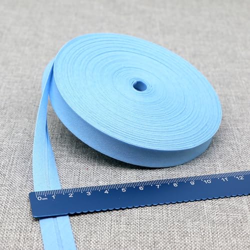 Schrägband Baumwolle 15mm Gefalzt 31 Farben zum nähen Nahtband (Hellblau, 25 Metre) von tutu2