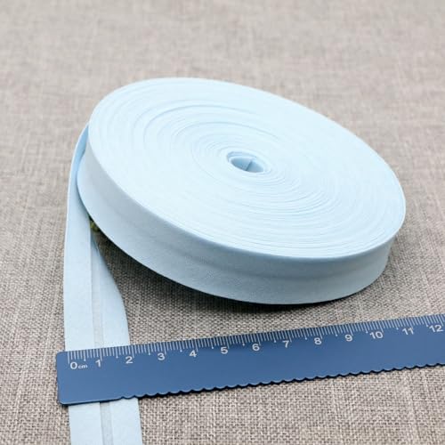 Schrägband Baumwolle 20mm Gefalzt 37 Farben zum nähen Nahtband (Hellblau, 25 Metre) von tutu2