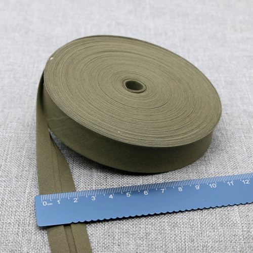 Schrägband Baumwolle 20mm Gefalzt 37 Farben zum nähen Nahtband (Olivgrün, 5 Metre) von tutu2