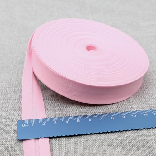 Schrägband Baumwolle 20mm Gefalzt 37 Farben zum nähen Nahtband (Rosa, 25 Metre) von tutu2