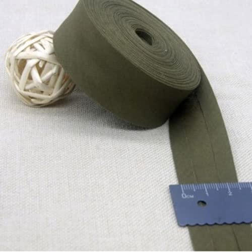 Schrägband Baumwolle 25mm Gefalzt 37 Farben zum nähen Nahtband (Olivgrün, 27.5 Metre) von tutu2