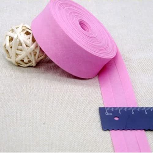 Schrägband Baumwolle 25mm Gefalzt 37 Farben zum nähen Nahtband (Pink, 5 Metre) von tutu2