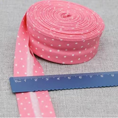 Schrägband Baumwolle 25mm Gefalzt 42 Farben zum nähen Nahtband (gepunktet kirsche pink, 5 metre) von tutu2