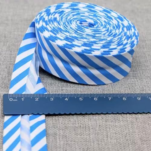 Schrägband Baumwolle 25mm Gefalzt 42 Farben zum nähen Nahtband (gestreift blau, 5 metre) von tutu2