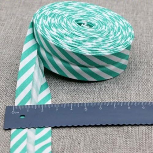 Schrägband Baumwolle 25mm Gefalzt 42 Farben zum nähen Nahtband (gestreift türkis, 5 metre) von tutu2