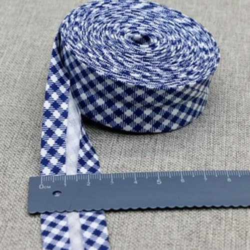 Schrägband Baumwolle 25mm Gefalzt 42 Farben zum nähen Nahtband (gingham dunkelblau, 10 metre) von tutu2