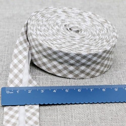 Schrägband Baumwolle 25mm Gefalzt 42 Farben zum nähen Nahtband (gingham grau, 5 metre) von tutu2