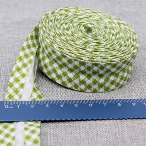 Schrägband Baumwolle 25mm Gefalzt 42 Farben zum nähen Nahtband (gingham grün, 5 metre) von tutu2