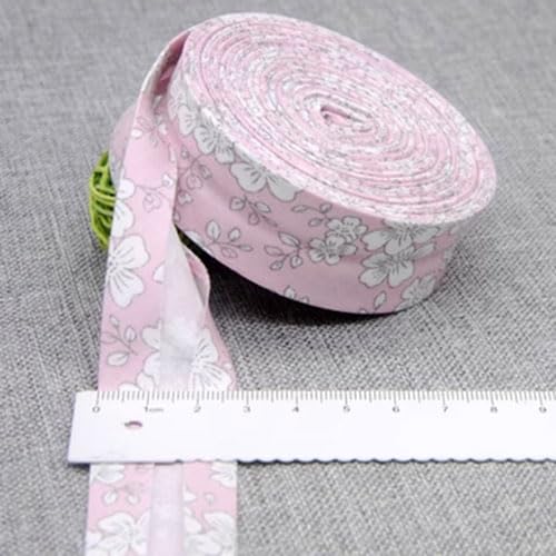 Schrägband Baumwolle 25mm Gefalzt 48 Farben zum nähen Nahtband (geblümt rosa,5 metre) von tutu2