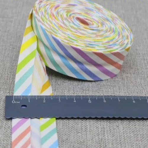 Schrägband Baumwolle 25mm Gefalzt 48 Farben zum nähen Nahtband (gestreift regenbogen, 10 metre) von tutu2