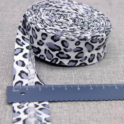 Schrägband Baumwolle 25mm Gefalzt 48 Farben zum nähen Nahtband (leopard weiß, 10 metre) von tutu2