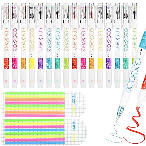 16 Stück Textmarker Stifte und Gel Stifte, 8 Farben Doppelkopf Fineliner Meißelspitze Ästhetische Textmarker Set, Pastell Textmarker Highlighter Stifte Aesthetic für Bullet Journal Bibel Planer von twirush