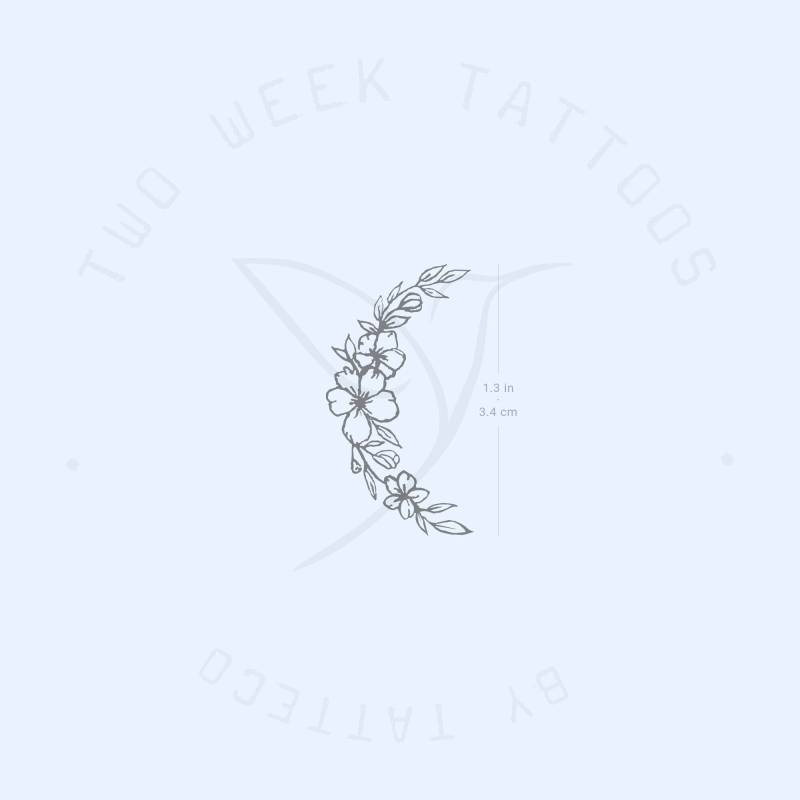 Floraler Halbmond Semi-Permanent Tattoo | 2Er Set von twoweektattoos