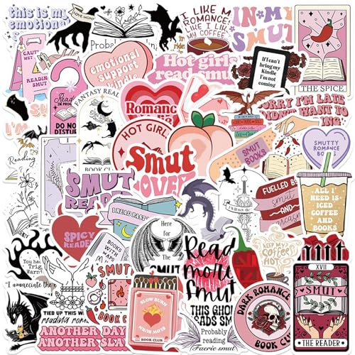 50 Stück Rosa Buchaufkleber Sticker Aesthetic Bookish Sticker Süße Sticker Sticker Lesen Wasserfestes Vinyl Aufkleber Set Geeignet für Koffer, Tagebücher, Sammelalben, Laptops von tyokas