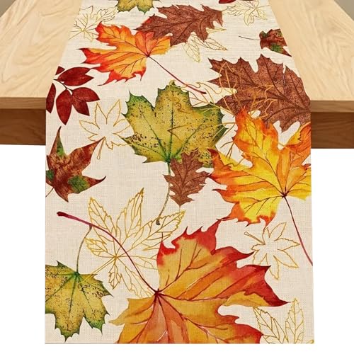 Herbst Tischläufer Küche Tisch Dekoration Wasserdichter und Waschbarer Tischläufer Herbst Tischdecke für Drinnen Urlaub Party Herbstdeko （33x183cm） von tyokas