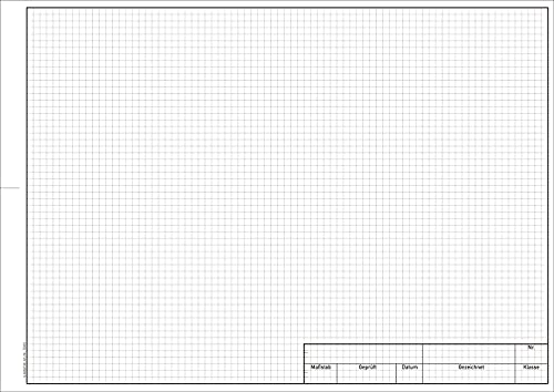 Zeichenkarton A3 KARIERT mit Rand + Schriftfeld - TZ Arbeitsblätter - 50 Blatt - technisches Zeichenpapier 150g/m² - radierfest von tz-bedarf