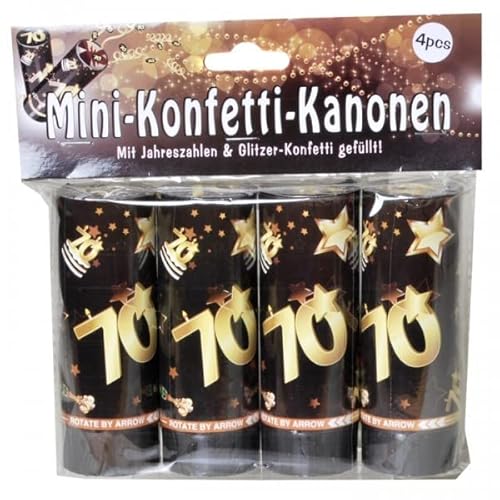 Set Konfetti Kanonen mit Jahreszahl zum 70. Geburtstag schwarz/gold von udo schmidt gmbh