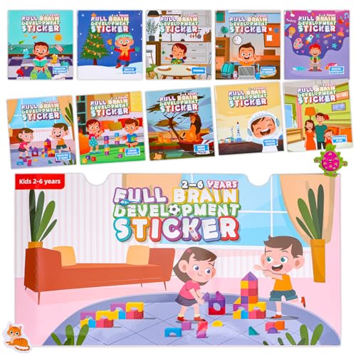 Wiederverwendbare Stickerbücher, Kinderbücher und Reiseaktivitätspakete für Kit, Stickerbücher für 4-jährige Kleinkinder, Aufkleberbücher für pädagogisches Lernspielzeug, Geschenke, 10 Stück von ueslwser