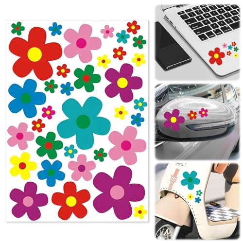 35 Blümchen Aufkleber Blumen, Prilblumen Aufkleber, Fahrrad Sticker Set, Autoaufkleber Blumen, Aufkleber Wasserfest, Kofferaufkleber, für Roller, Fahrrad, Notebook Laptop, Handy, Auto Aufkleber von uinnossvc