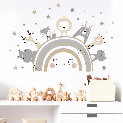 Regenbogen Wandtattoo Kinderzimmer, Wandtattoo Regenbogen Kinderzimmer, Wandtattoo Regenbogen, Boho Wandtattoo Mädchenzimmer, Wall Stickers Kids Bedroom, Sterne, Tiere, Regenbogen Hause Wanddekoration von uinnossvc