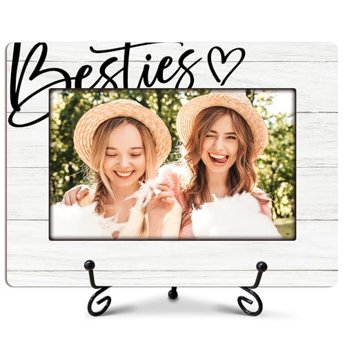 ukebobo Besties Bilderrahmen, Langstrecken-Freundschaftsgeschenke, Freundschaftsgeschenke für Frauen, Bff, Besties, Weihnachtsgeschenke, Holz-Fotorahmen mit Ständer für Schreibtischdekoration, 20,3 x von ukebobo