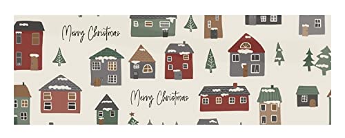 Geschenkpapier Rolle 5 m Breite 52,5 cm Rot und Grün Weihnachten weihnachtlich, Variante:Merry Christmas Häuser von ukiyo