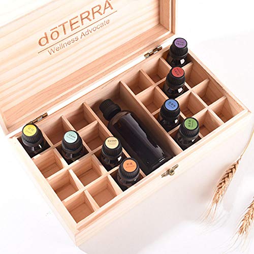 Holz Ätherisches Öl Organisator Behälter Duftöle Display Ständer, Uhrenbox Aufbewahrungsbox Für Ätherische Öle Mit 25 Gittern Für Tragetasche, Aromatherapie Behälter, Schatz, Schmuck 10.83X5.91 .27" von ulapithi