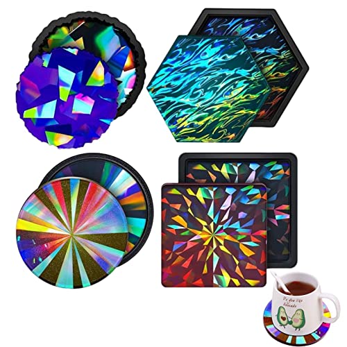 ulapithi Resin Silikonform Untersetzer Holografische Silikonformen Epoxidharz Set Holographische Resin Silikonformen Set Kunstharz Gießen Coaster Gießform Resin Art Formen Untersetzer von ulapithi