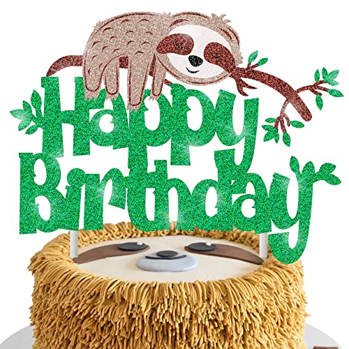 1 x Happy Birthday Faultier Party Dekoration Faultier Kuchen Topper Tiermotiv Kuchenaufsatz für Faultier Thema Geburtstag Party Zubehör Babyparty Gastgeschenk von umoni