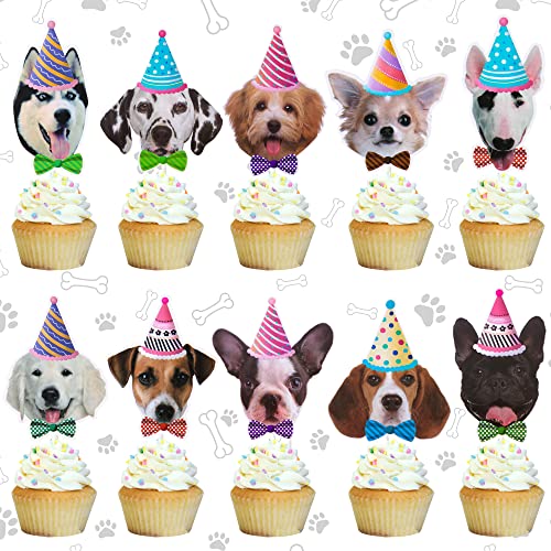 24 x Cupcake-Topper mit Hundegesicht, Hundemotiv, Party-Dekoration für Welpen von umoni