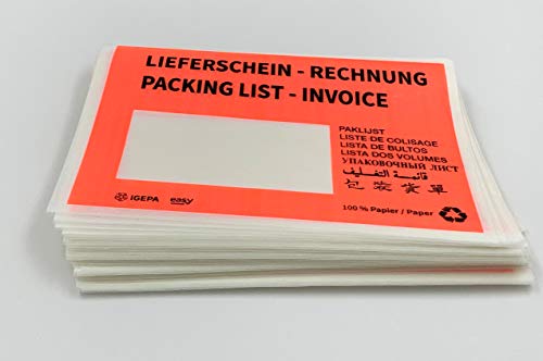 umschlag-discount – rote Versandtaschen aus Pergamin-Papier für Lieferscheine, Rechnungen, Retourenscheine & Co – 250 Stück selbstklebende Lieferscheintaschen in C5 = 240 x 175 mm von umschlag-discount