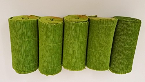 4 Rollen DEKO Krepppapier Floristenkrepp - Nicht ausblutend, Hohe Lichtechtheit 12 cm breit, 2,5 meter - KREPPBÄNDER –grasgrün fertig zugeschnitten von unbekannt