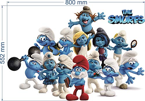 Schlumpf wandsticker Wandbilder für Jungs, the smurfs Pattern 790mmX 540mm von unbrending