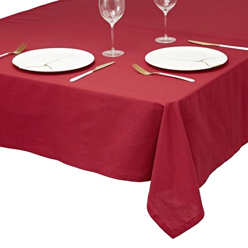 unendlich schoen - Tischdecke aus 100% Baumwolle, Beste Qualität in modernem Design, Tischtuch fällt faltenfrei, Weihnachten, ideale Wohnzimmer-Deko (140 x 220 cm, rot) von unendlich schoen