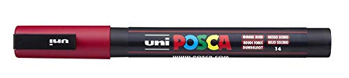 Uni Posca Marker PC-3M, Glasstift, feine Rundspitze, 0,9–1,3 mm, Dunkelrot, 3 Stück von Uni-Ball