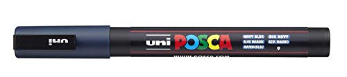 Uni Posca Marker pc-3 m Paint Glas Pen Fine Bullet Tip 0,9–1,3 mm Navy Blau [3 Stück] von Uni-Ball