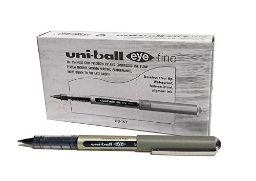 Uni-ball UB-157 Eye Fine Kugelschreiber, schwarze Uni Super-Tinte, 0,7 mm Spitze, 12 Stück von Uni-Ball