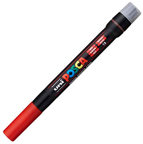 uni-ball 181621 - POSCA Marker mit Pinselspitze, rot von Uni-Ball