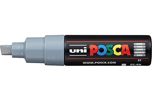 uni-ball 182633 - POSCA Marker mit breiter Keilspitze, grau von Uni-Ball