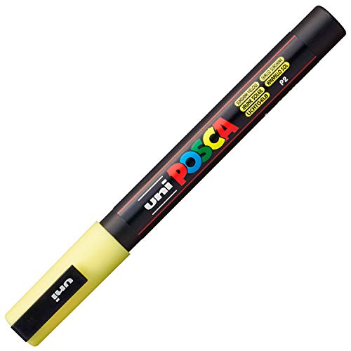 uni-ball 186510 - Marker POSCA mit feiner Rundspitze, 0,9-1,3 mm Strichstärke, lichtgelb, gelb von Faber-Castell