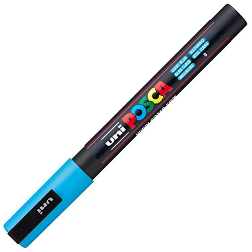 uni-ball 186540 - POSCA Marker mit feiner Rundspitze, hellblau von Uni-Ball