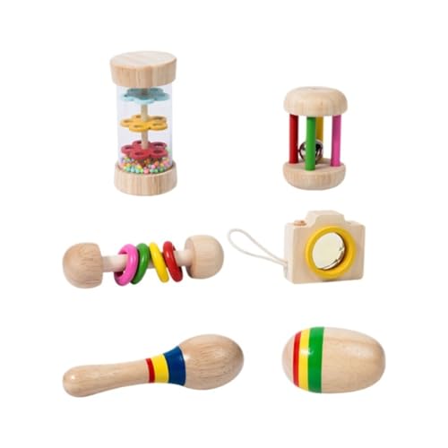 Holz Rainmaker Montessori Spielzeug für Baby 6-12 Monate, Regen Stöcke für Kinder, Baby Rassel sensorische Entwicklung Spielzeug, Musikinstrumente Spielzeug Kinder, Geschenke für Baby 6-Pack von unilarinna