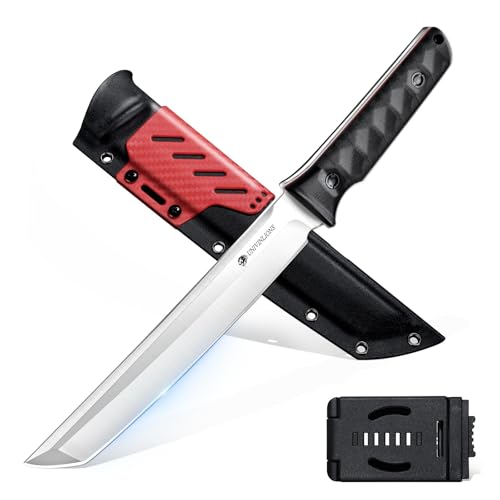 univinlions Outdoor Messer Scharfes Tanto Bushcraft Messer Großes Machete Jagdmesser Feststehende Klinge mit Kydexscheide Survival Messer für Männer Camping von univinlions