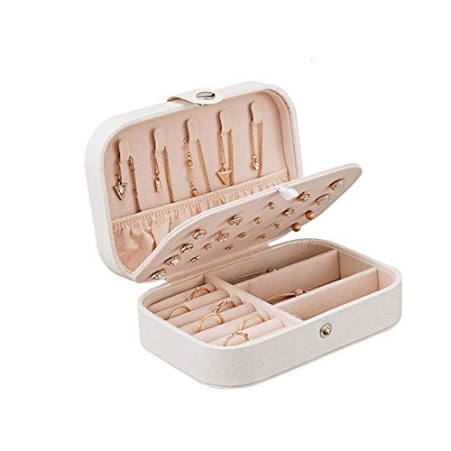 uqlpxz Schmuck-Organizer-Box, Schmuckschatulle aus Leder, Schmuckaufbewahrung, Ohrringbox, Verpackung, Aufbewahrung, Vitrine, Organizer für Zuhause, Reisen, Geschenk, Organzabeutel (weiß B) von uqlpxz