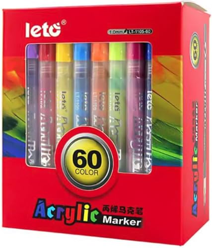 Acrylfarben-Marker-Set – farbechte Acrylstifte in Künstlerqualität für Steinmalerei, Leinwand, Holz, Glas, Kalligraphie, Kartenherstellung und Bastelarbeiten, ungiftig und geruchlos (60 Farben (feine von ur paints co. Quality at a discount