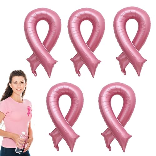 usefulbeauty Brustkrebs-Bandballons - 5 Stück Brustkrebs-Bewusstseinsband-Partybevorzugungsballons | Rosa Accessoires zur Brustkrebsaufklärung, Großartikel zur Brustkrebsaufklärung, von usefulbeauty