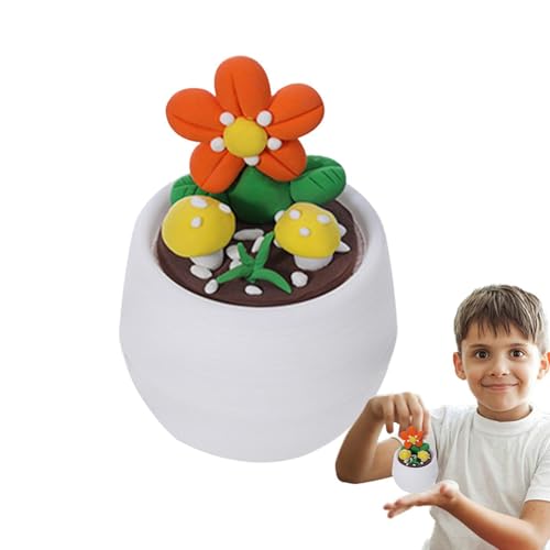 usefulbeauty Ton-Set für Kinder, Modelliermasse für Kinder,Niedliche Blumentopf-Bastelarbeiten, sicher und harmlos - Ton-Set, lustiges Lernspielzeug für und Mädchen von usefulbeauty